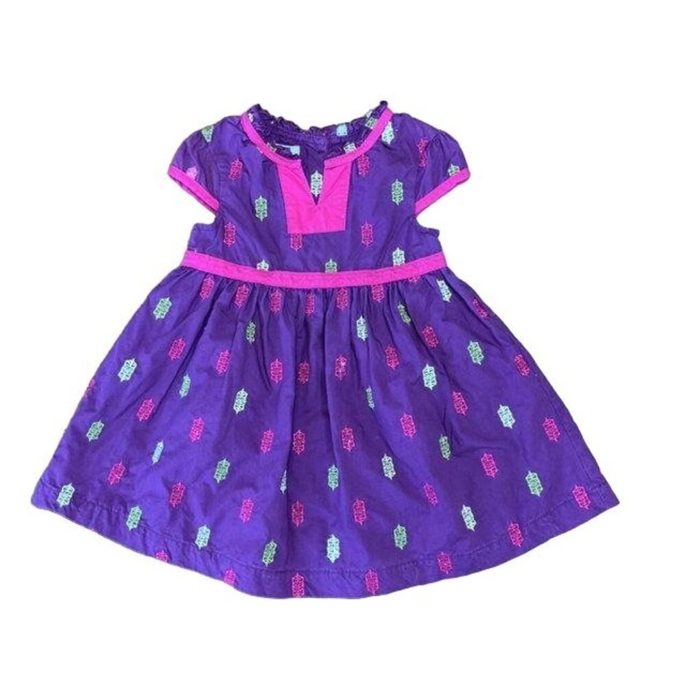 TEA COLLECTION Purple Embroidered Dress Girls 18-24 L Turkey Nesrin Poplin